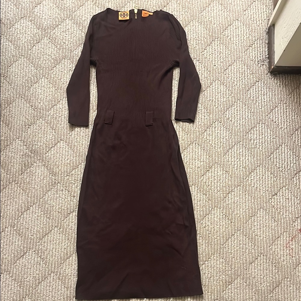 Tory Burch Elegant Brown sweater Dress, midi length, gently worn, size small